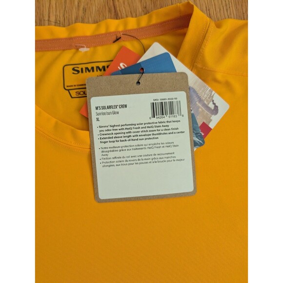 Simms Solarflex Crew Sunrise/Sun Glow Anti-Odor Stain Resistant Men's XL NWT - Picture 6 of 10